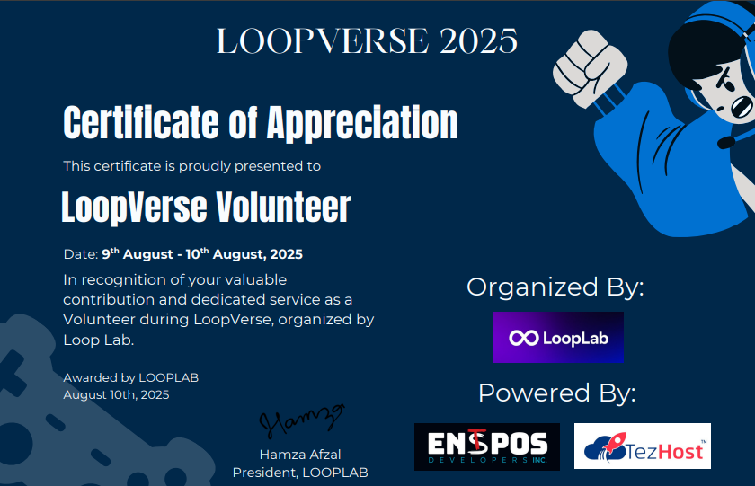 Certificate of Appreciation For Volunteering