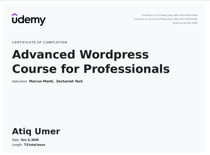 Advanced Wordpress Course for Professionals